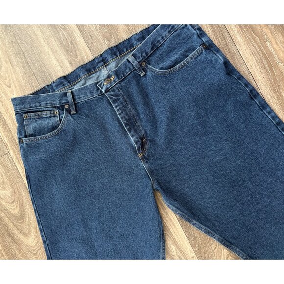 MAGELLAN MENS PLUS SIZE DENIM BLUE JEANS STRAIGHT LEG 42X30 100% COTTON WORK - Picture 3 of 9